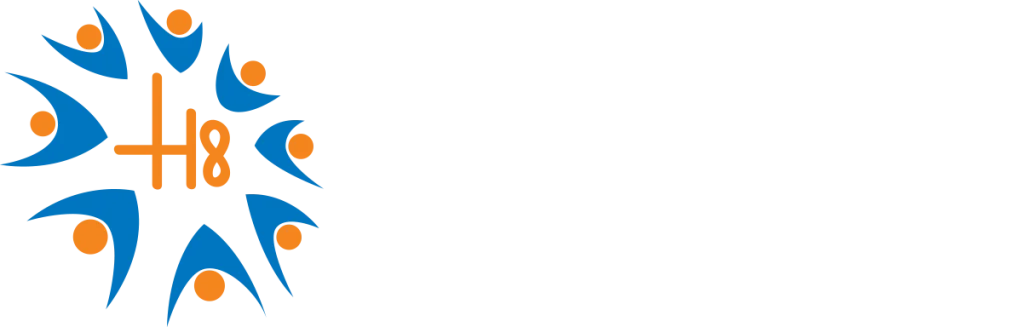 H8 Energys logotipo en blanco